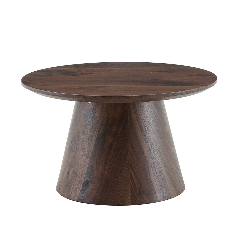 Walnut wood grain medium density fiberboard circular coffee table - diameter 2