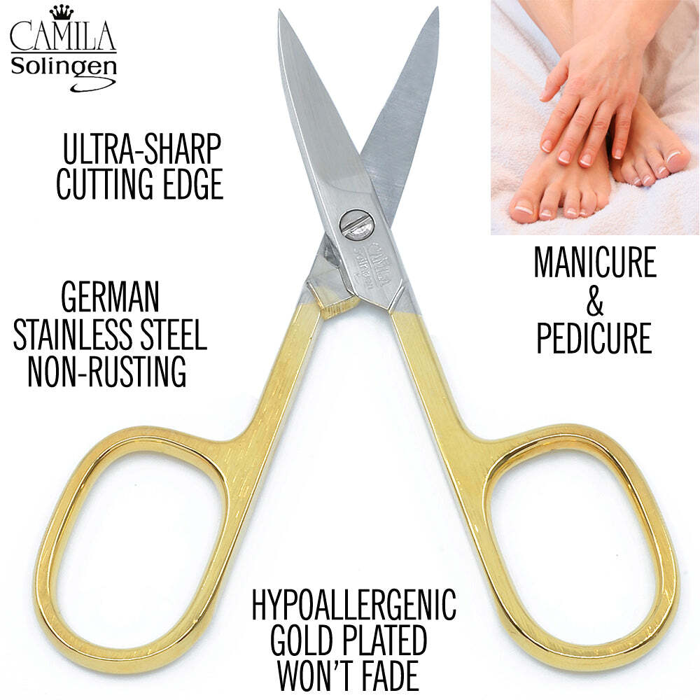 3.5" Gold Plated Curved Nail Scissors