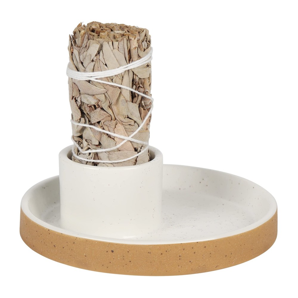 HOCUROAY Ceramic Incense Holder, White Sage Bundle Holder