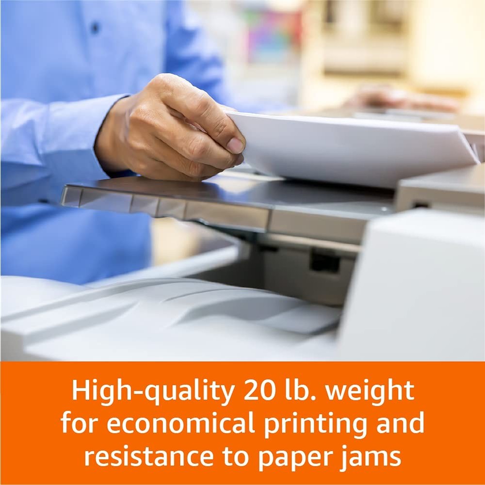 Amazon Basics Multipurpose Copy Printer Paper, 8.5 1 Ream | 500 Sheets, White