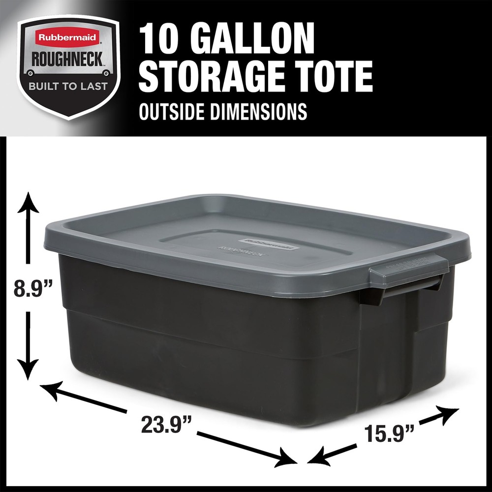 Rubbermaid Roughneck 10 Gallon Storage Bins 6 Pack Stackable Versatile Durable
