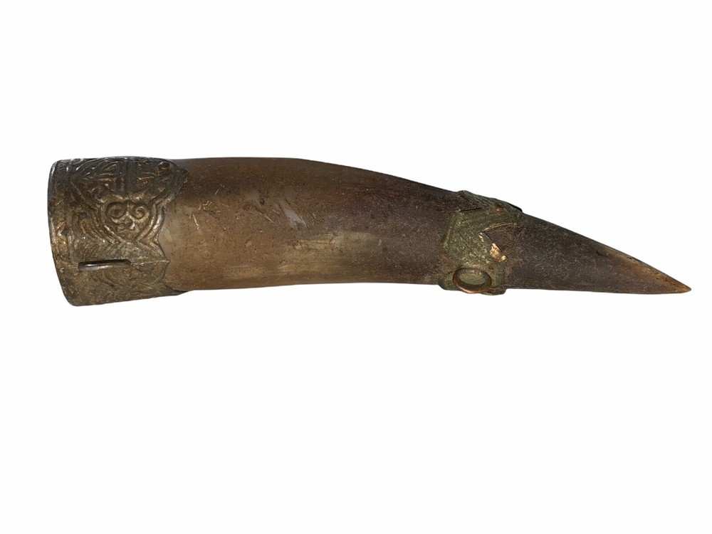Antique 1800s Powder Horn 6” Long