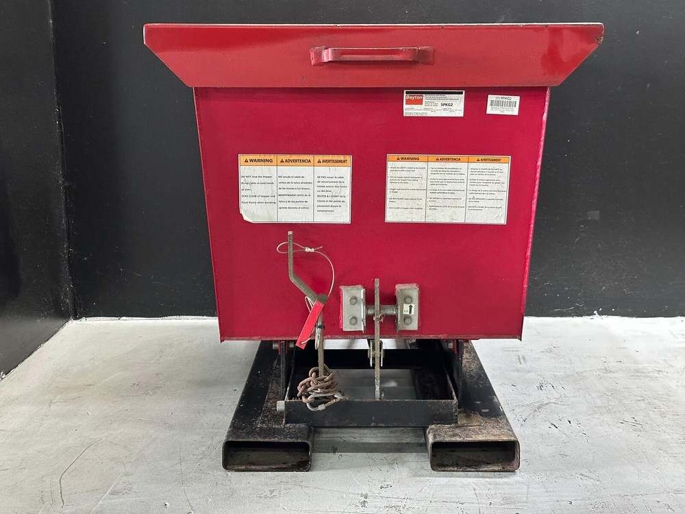 DAYTON Self Dumping Hopper: Std Hopper, Steel, Casters Not Included, Chain/Cable