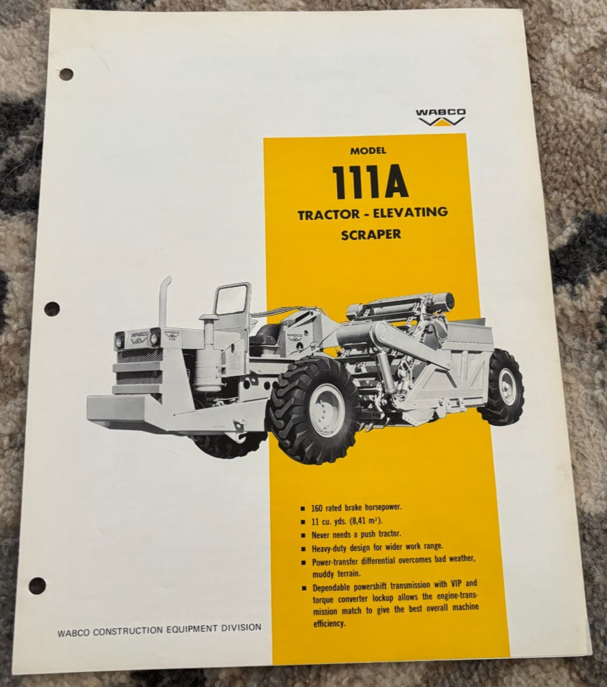 WABCO LeTourneau 111A Tractor Elevating Scraper Brochure AMIL25