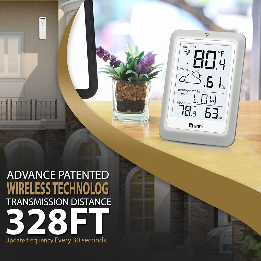 High-Precision Wireless Weather Station with Remote Sensor & Backlight Display