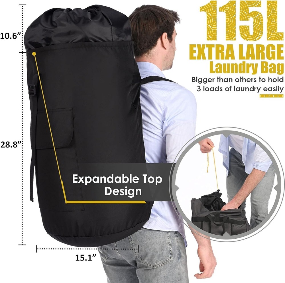 Extra Large 115L Laundry Backpack - Heavy Duty, Portable & Stylish Solution