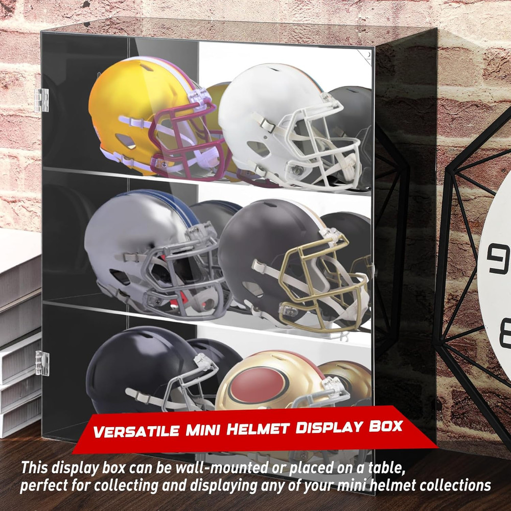 Mini Helmet Display Case Acrylic Wall Mount Cabinet