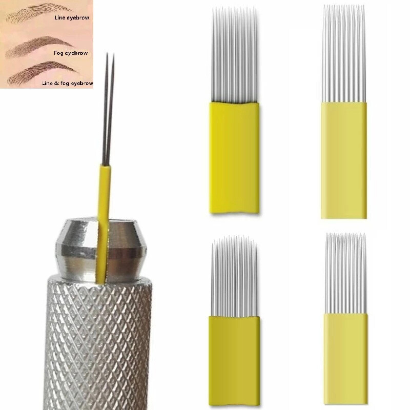 Microblading Blade Tattoo Needles DOUBLE ROW Microblading Needle For Eyebrow Lip