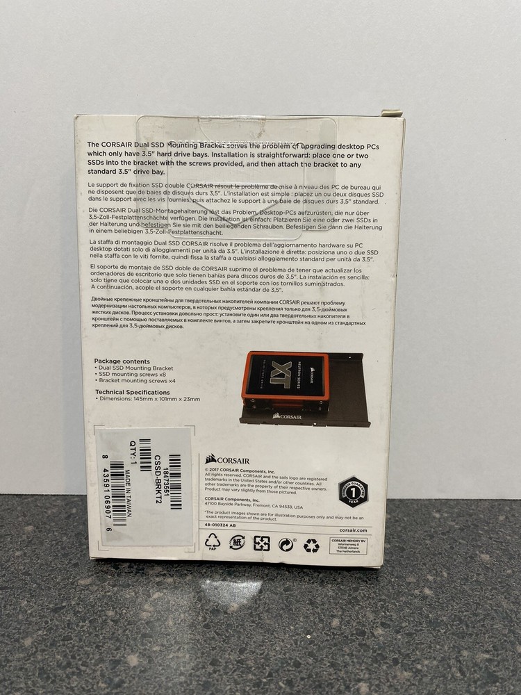 Corsair Dual SSD Solid State Mounting Bracket 3.5" CSSD-BRKT2 Black PC Parts
