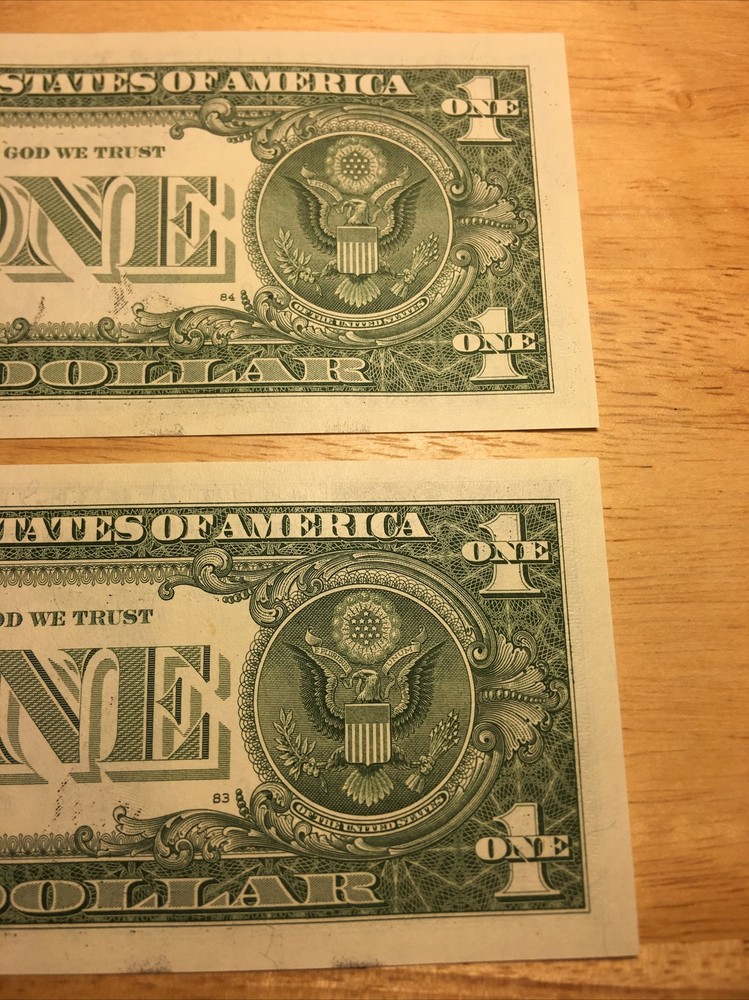 2021 Consecutive $1 Bill Errors~wet Ink Transfer On Reverse