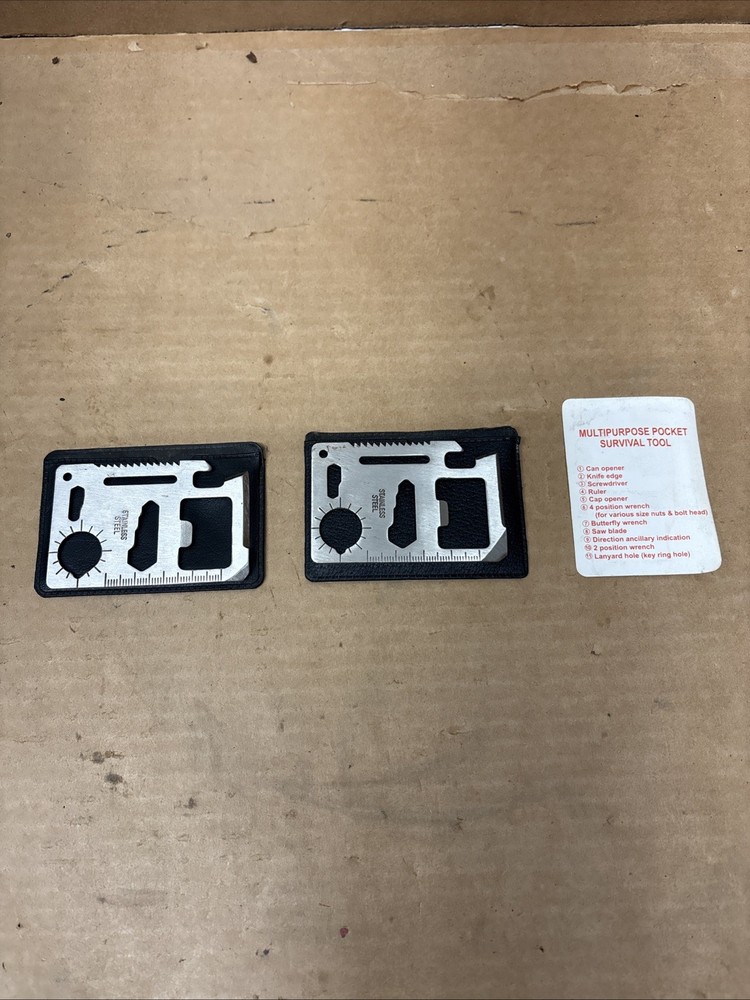 2 Multi Tool Survival Card, multipurpose pocket survival tool, NOS