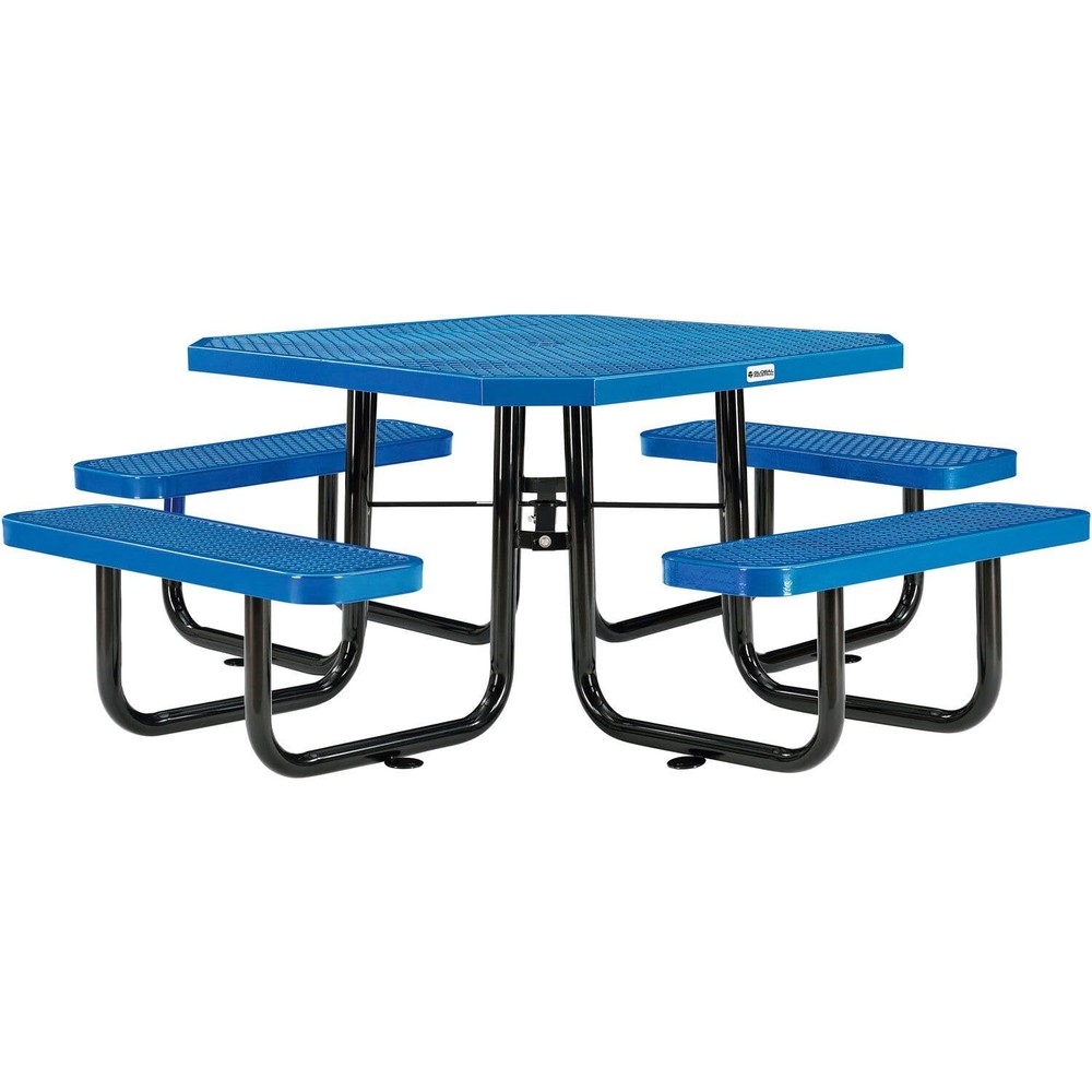 Global Industrial 46" Octagonal Picnic Table Expanded Metal Blue
