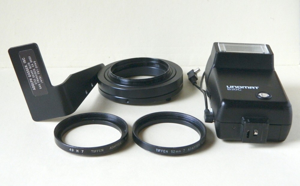 Rotating Macro Flash Bracket by Adolph Gasser + Unomat B20C Flash