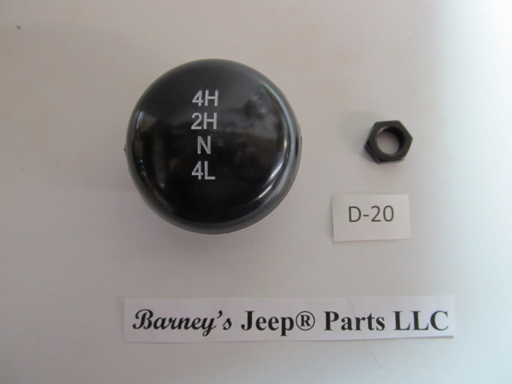 FITS JEEP EMBOSSED D20 SINGLE STICK TRANSFER CASE SHIFT KNOB  NEW!