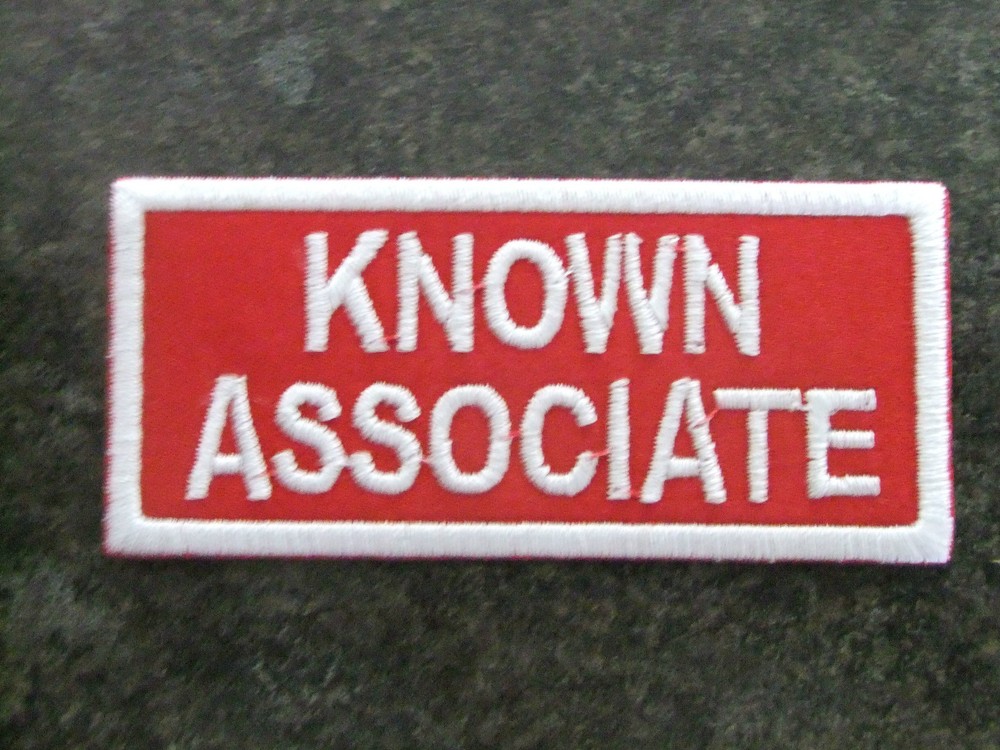 Hells Angels CaveCreek Known Associate Patch (white on red)