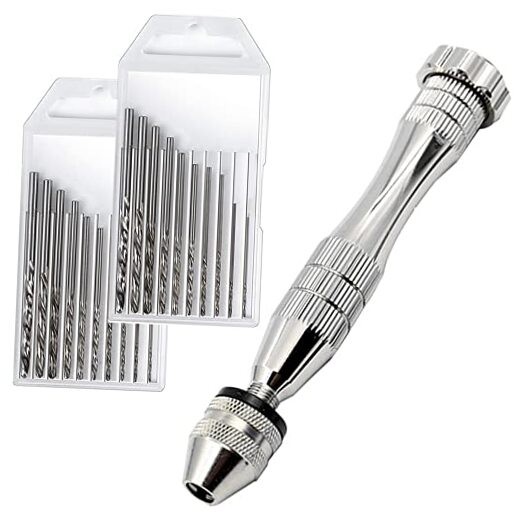 Precision Pin Vise Hand Drill - Steel Manual Tool with 20-Piece Micro Bits