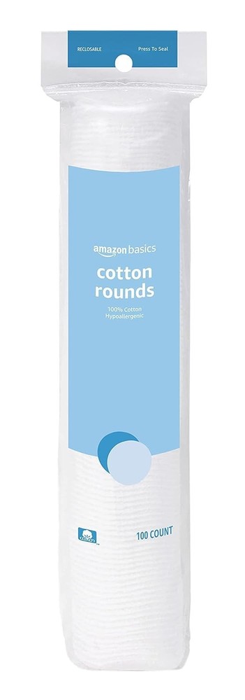 Amazon Basics Hypoallergenic 100% Cotton Rounds 100 Count, 1 Pack
