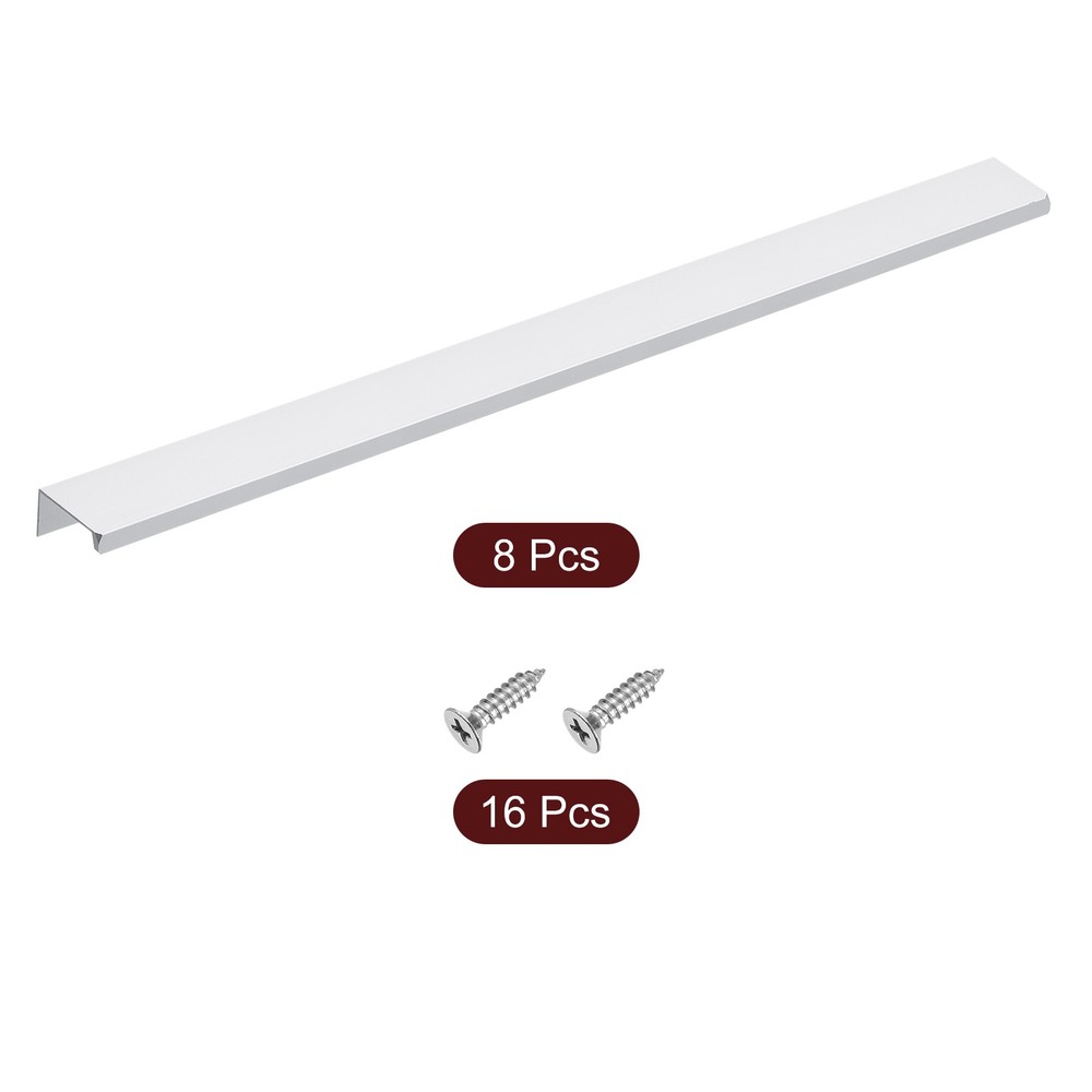 Cabinet Edge Finger Pull, 8pcs 400mm / 15.75" Hidden Cabinet Pulls, Silver