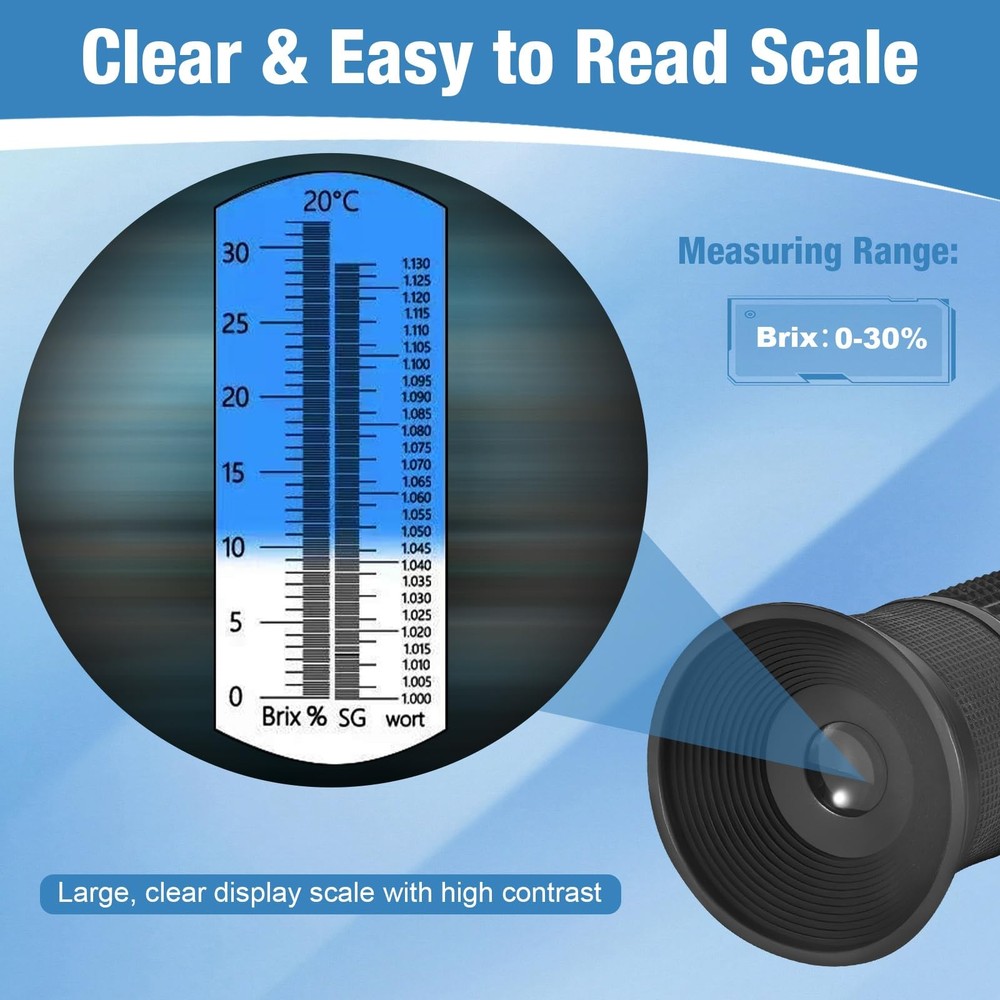 GYE Brix Refractometer with ATC, Dual Scale - Specific Gravity & Brix,...