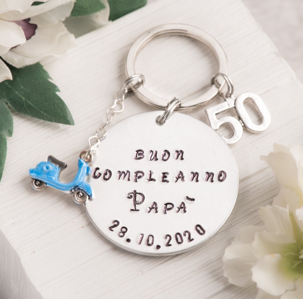 custom scooter keychain 50 years birthday dad