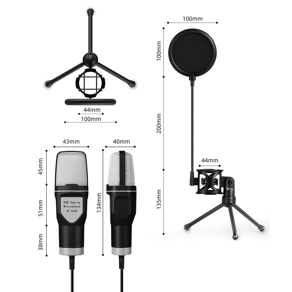 Desktop Condenser Microphone Mic Kit Broadcasting Studio Recording for PC Laptop