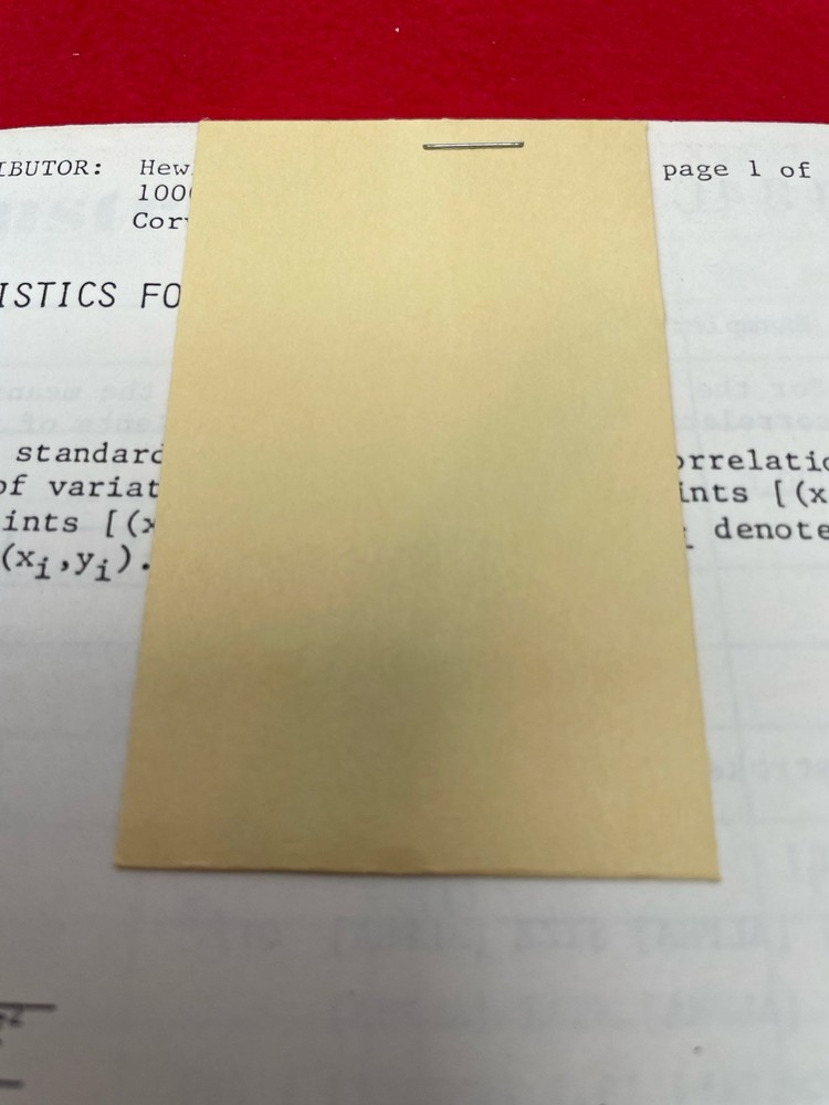 HEWLETT PACKARD 00134C PROGRAM CARDS HP-41C CX CV BASIC STATISTICS TWO VARIABLES