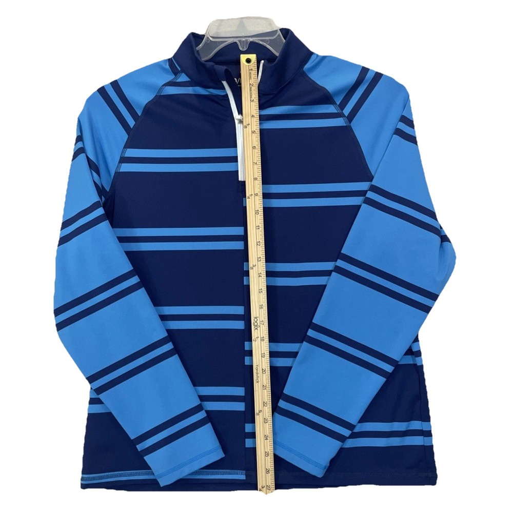 G/Fore Offset Stripe 1/4 Q Zip LARGE Pullover Colorblock Blue Mens EUC Fast Ship