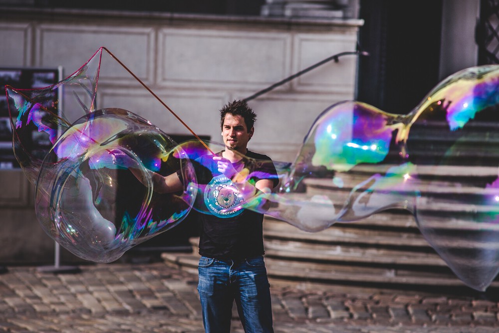 Giant Bubble Maker Wand Bubble Stick Blow Huge Bubbles Orange 50cm String 1,5m
