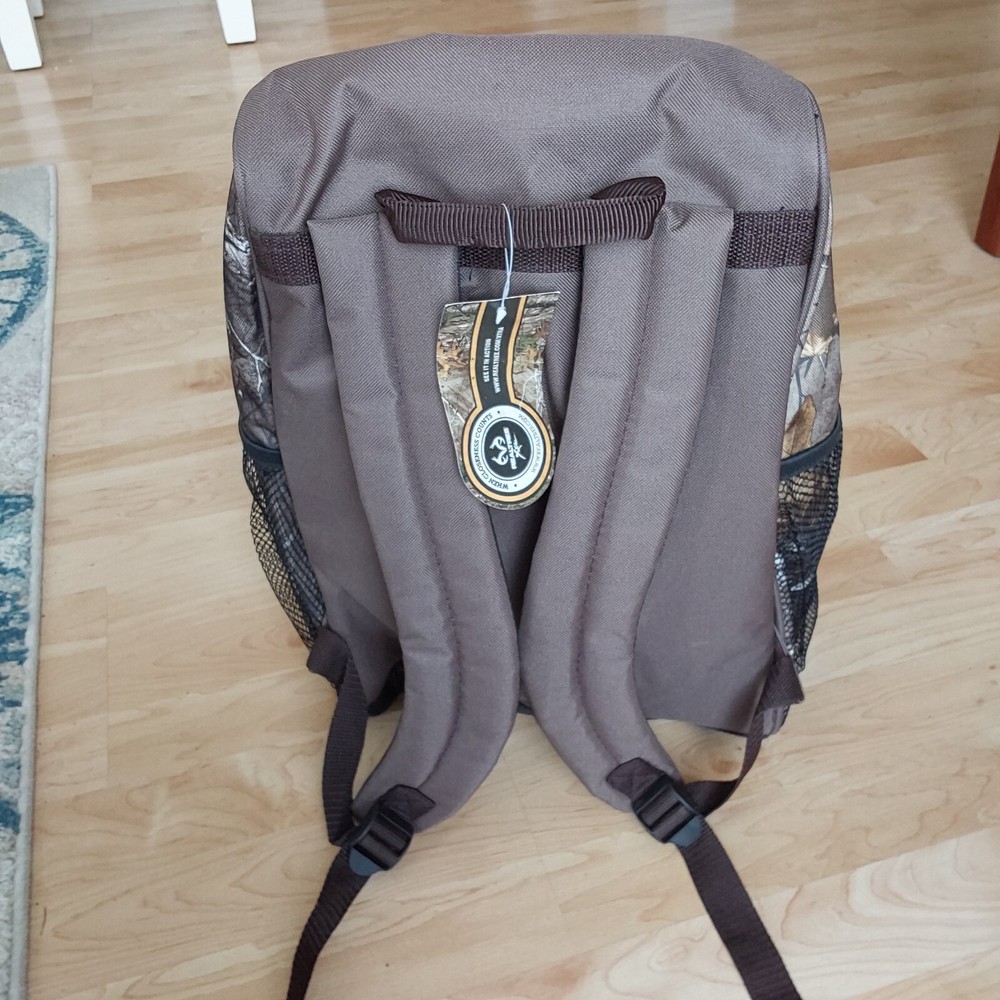 Real Tree pattern Backpack Pocket Camo/brown handle wipeable inside hiking READ