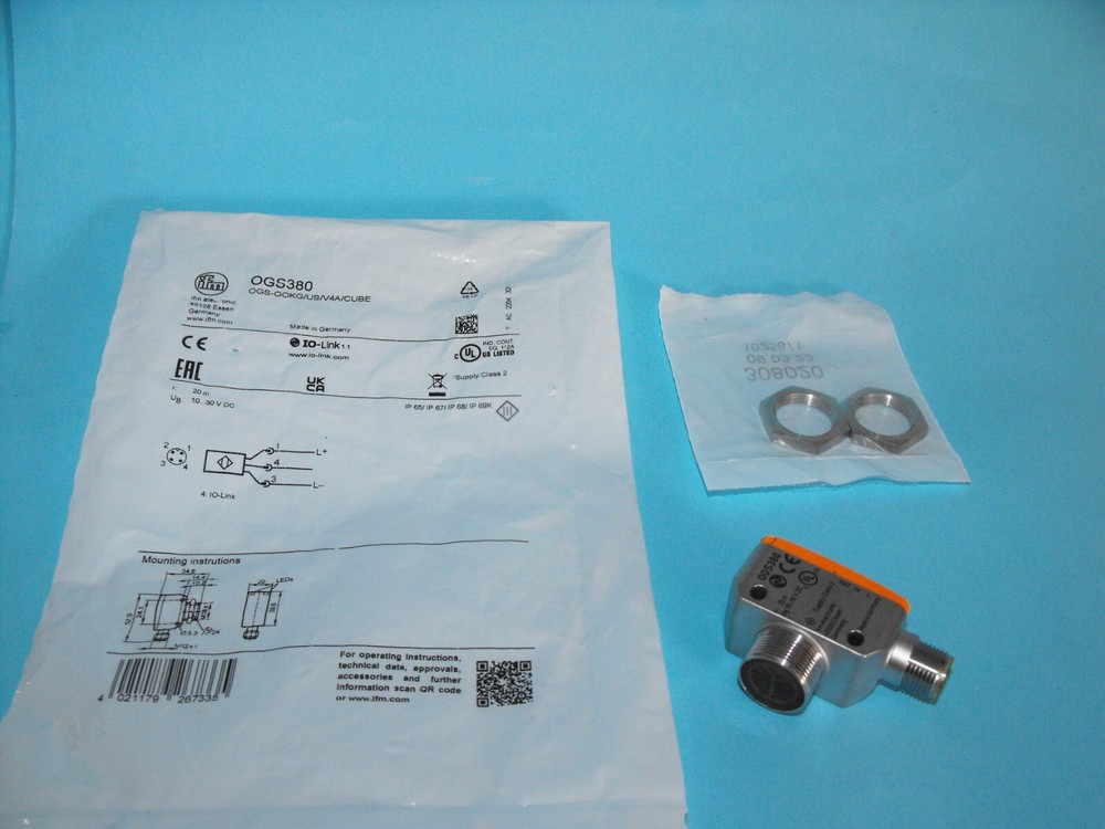 IFM Electronic OGS380.OGS-OOKG/US/V4A/CUBE.Through-beam Sensor Sender.NEW