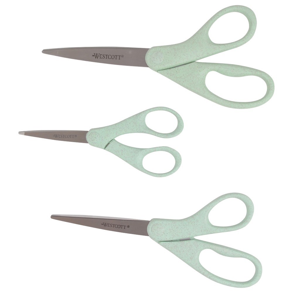 Eco-Friendly Crafting Scissors Made from Rice Husks Blue 3-Pack for Sewing and