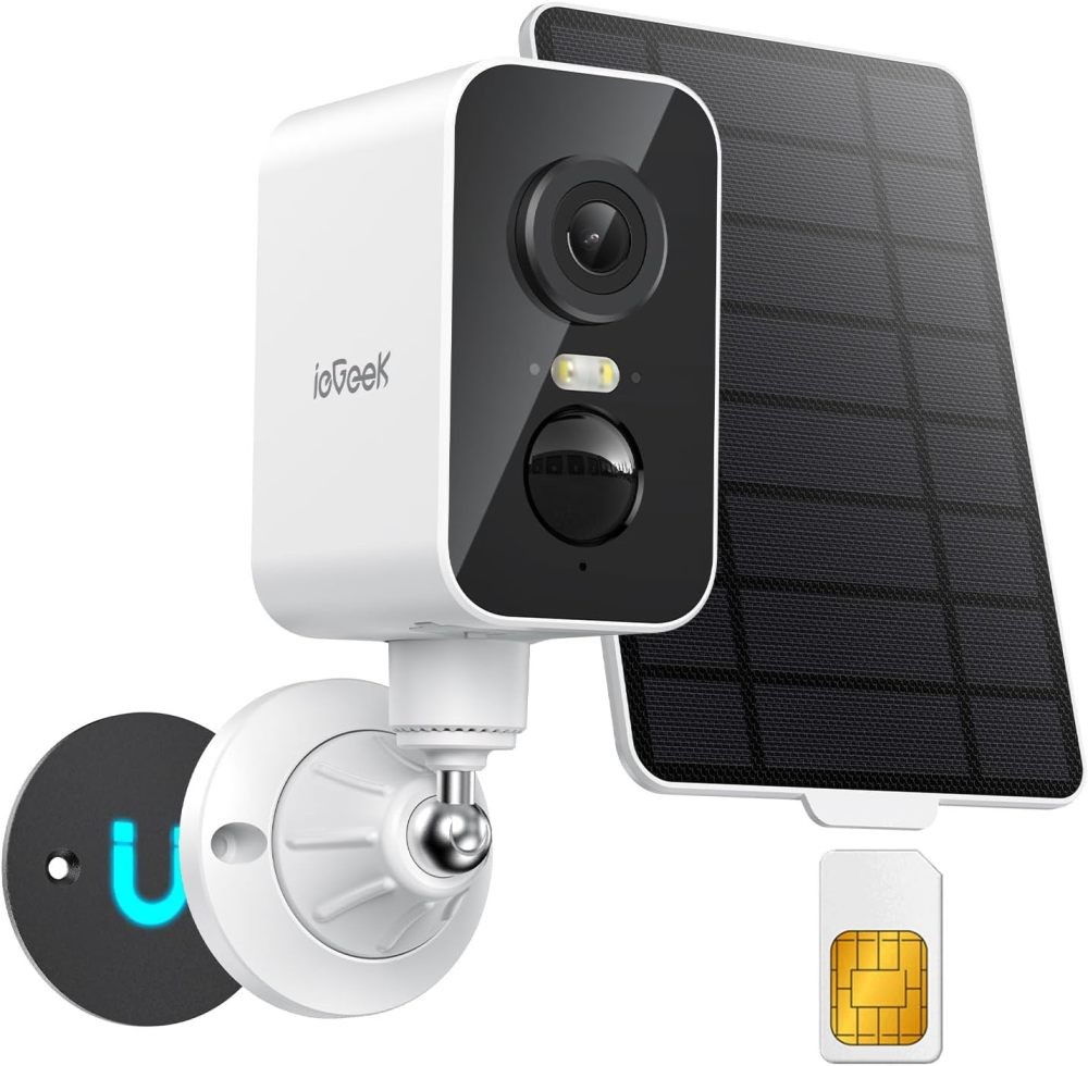 2PCS ieGeek 4G LTE Cellular Security Camera 2K Solar Power Camera Outdoor, IP66