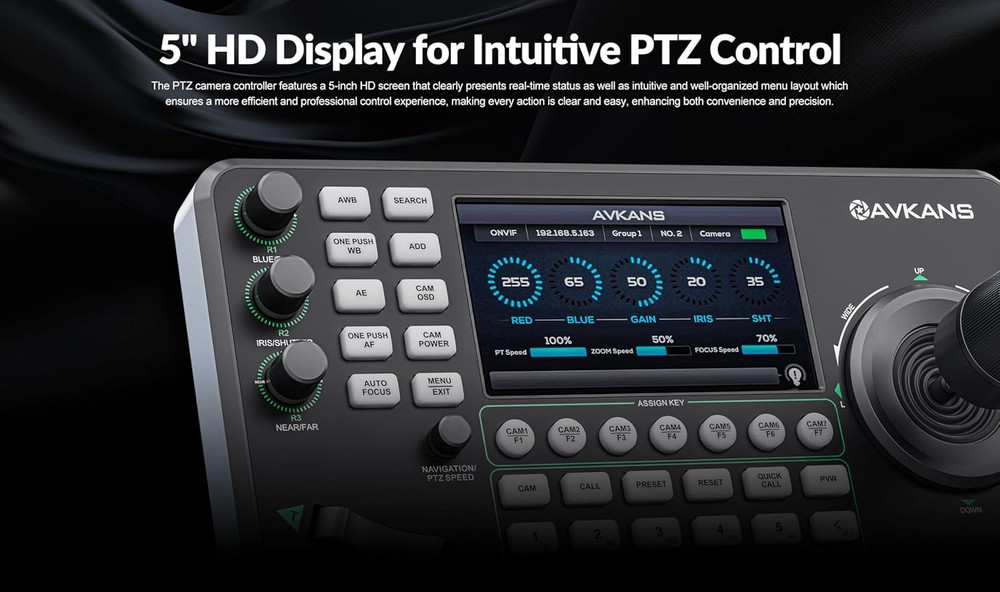 NDI PTZ Camera Joystick Controller, IP POE PTZ Camera Controller Keyboard with 4
