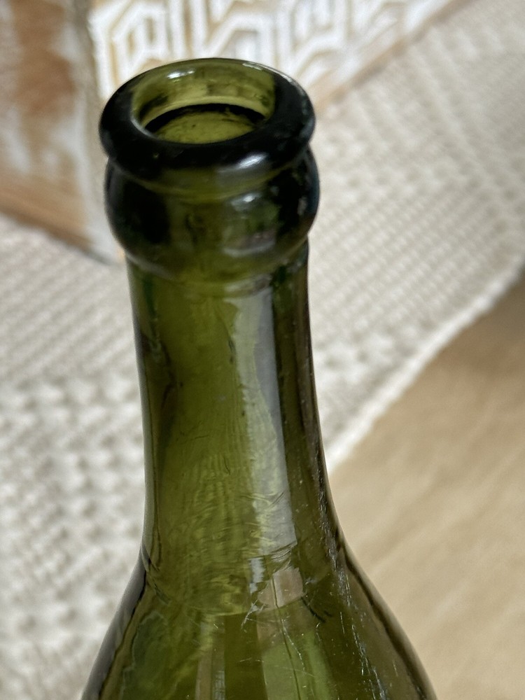 1860-1880 Days Olive Green Handblown Bottle