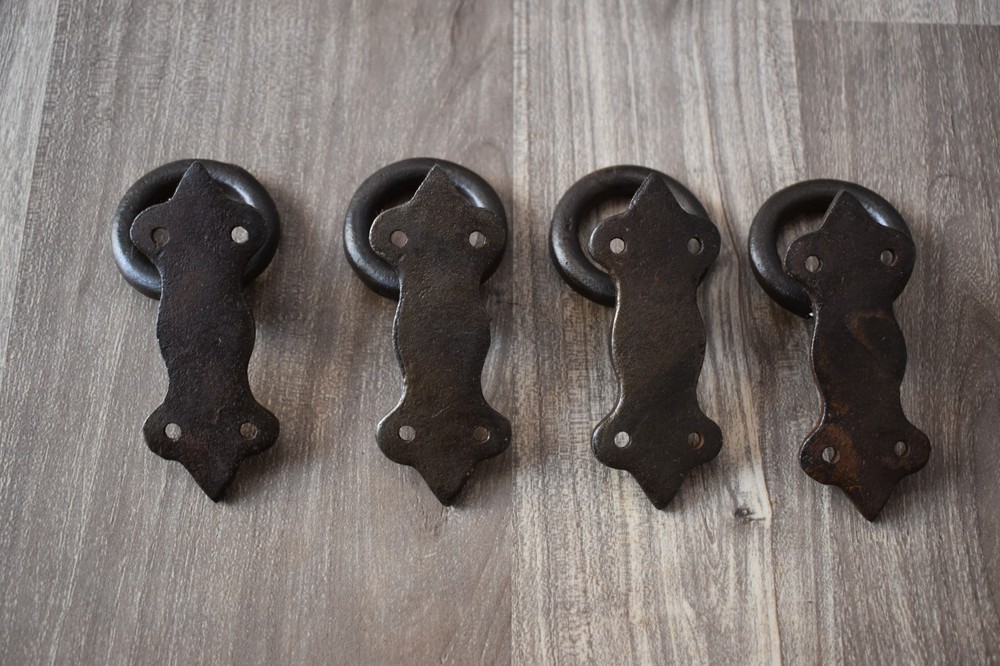 Vintage Hand forged chest door KNOCKER ring Pull drop handle knob 4 pic