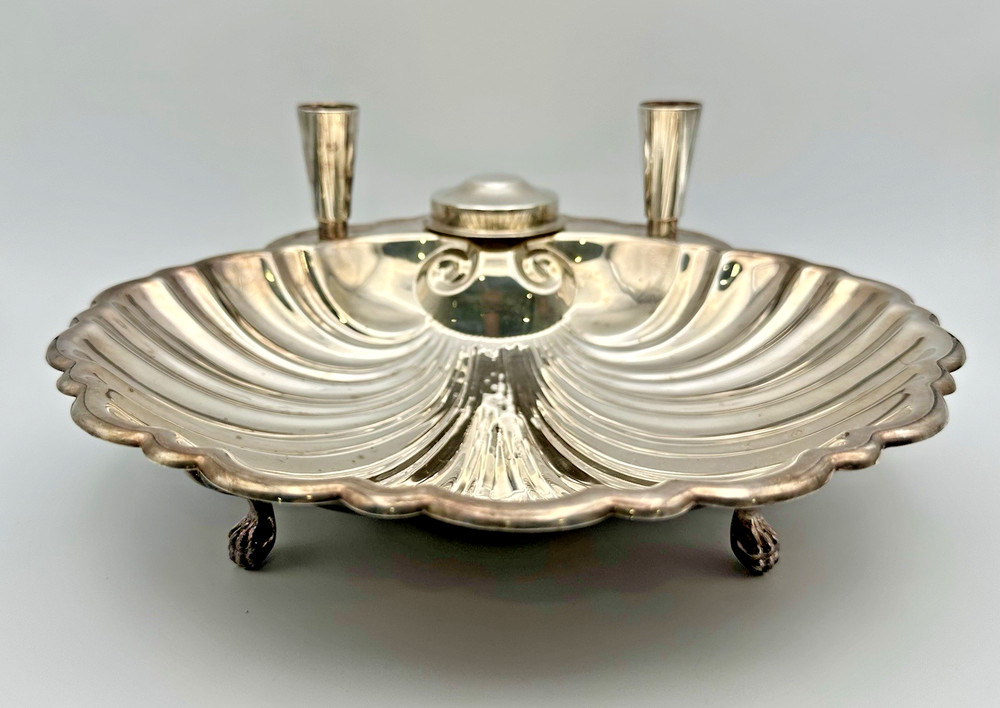 Vintage Starr Co. Silver Plate Shell Appetizer Serving Toothpick Holder Dish 11"