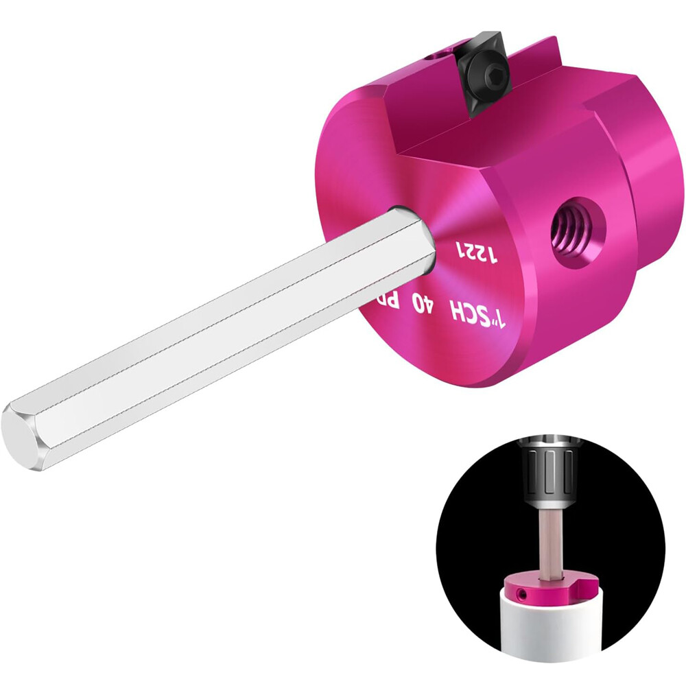 1" Head Plastic Pipe Fitting Reamer PPR100 with 1/4" Hex Shaft PVC Socket Saver