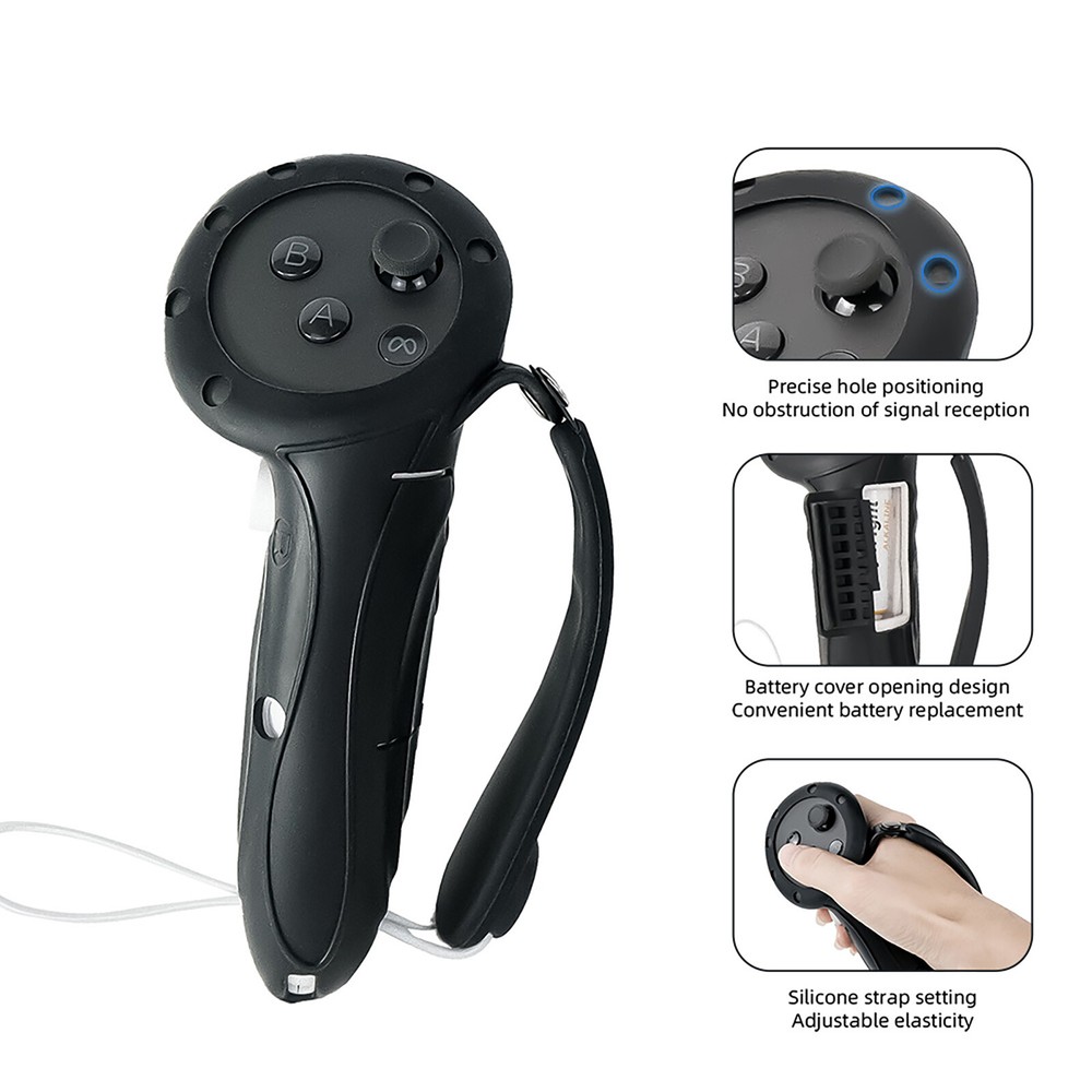 Extended Controller Grip Protective Cover Skin with Adjustable Strap for Quest 3