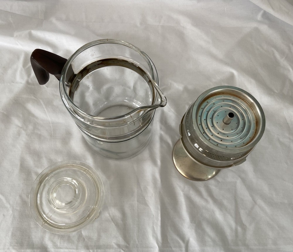 Vintage Pyrex Flame Ware Complete Stove Top Percolator With Bakelite Handle