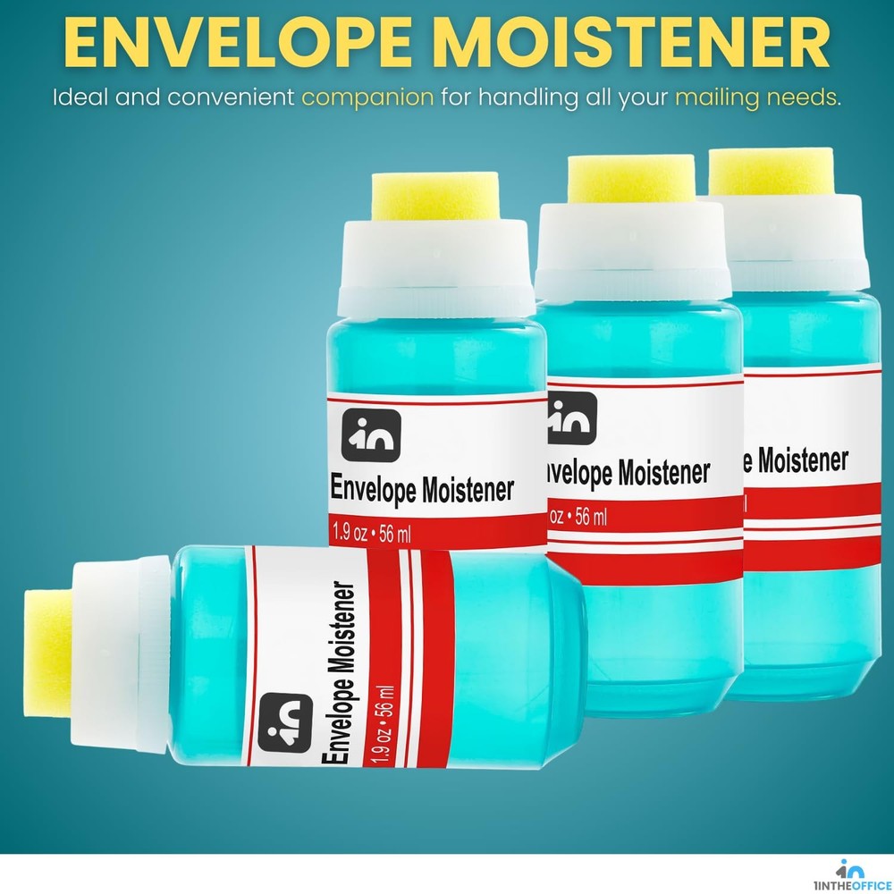 Envelope Moistener, Envelope Sealer, Letter Moistener, 2 oz., 4 Pack
