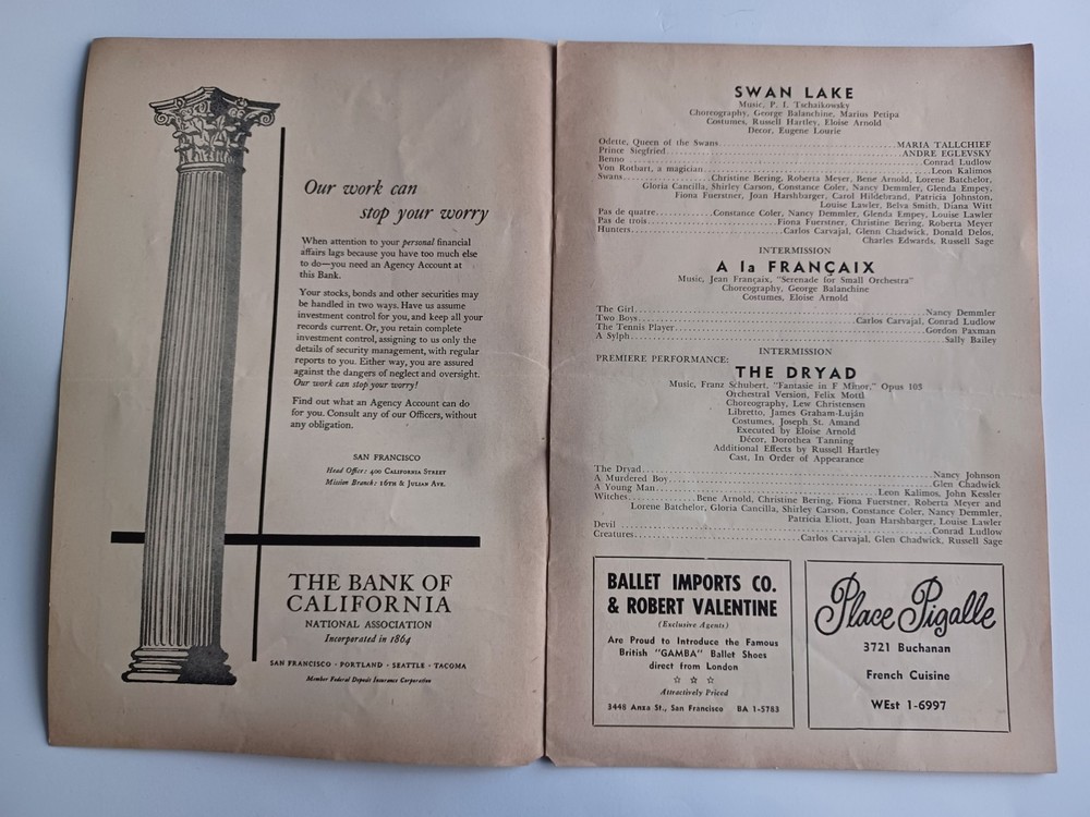 Sally Bailey Jasperson Signed 1954 San Francisco Ballet Program