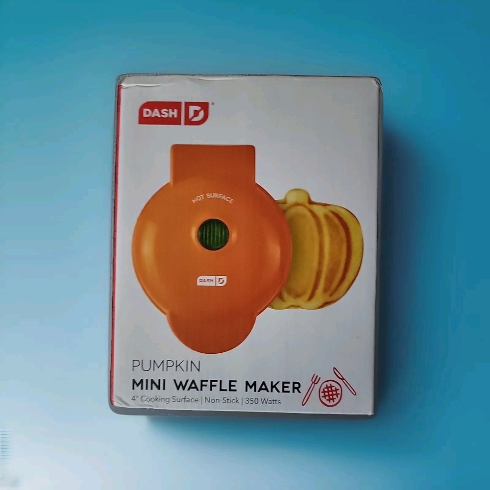 Dash DMWP001OR Mini Waffle Maker - Pumpkin Design -  Orange - 4" - 350W