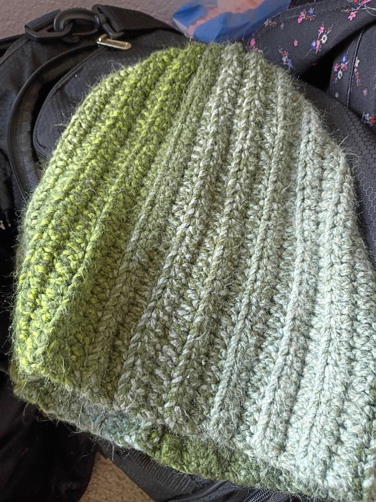Handmade Green Ribbed Knit Hat