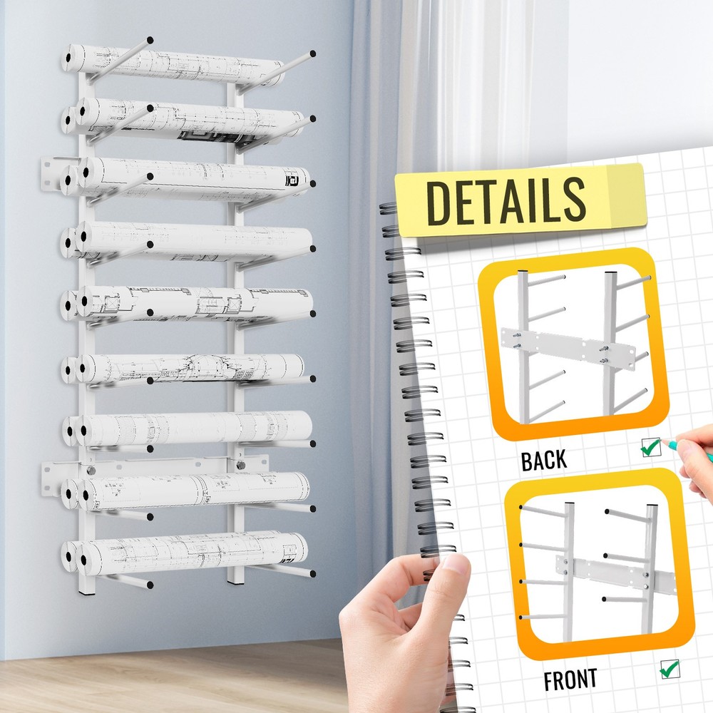 Wall Mount Blueprint Storage Rack Display Rack File Holder For Drawings Artwork