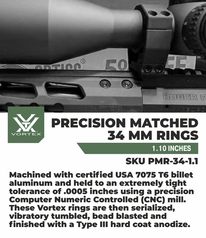 Vortex Optics Precision Matched Rings 34mm 1.1 in with Free Hat Bundle