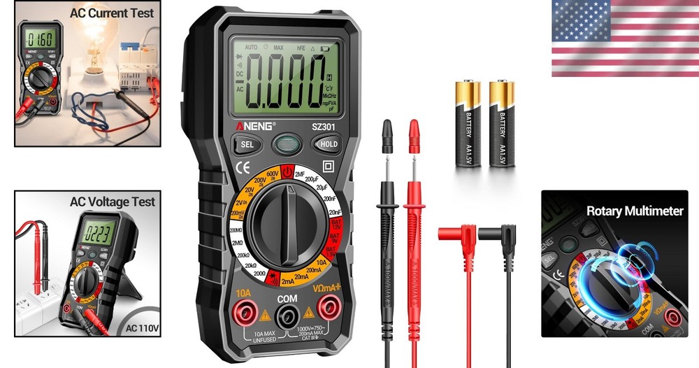 Compact Digital Multimeter - AC/DC Voltmeter with Protective Case & Precision