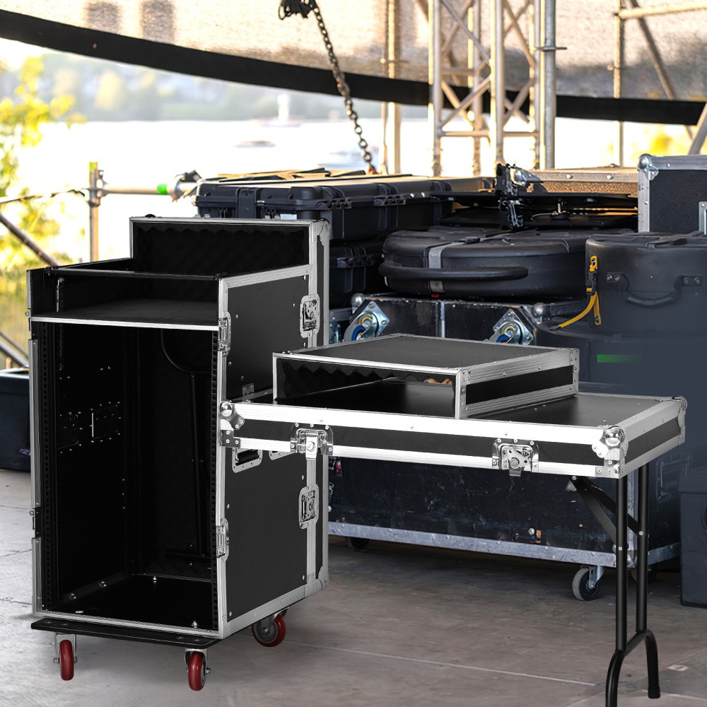 16U Road/Rack Case Includes 2 DJ workstations 4 casters w. Brakes ATA Rack Case