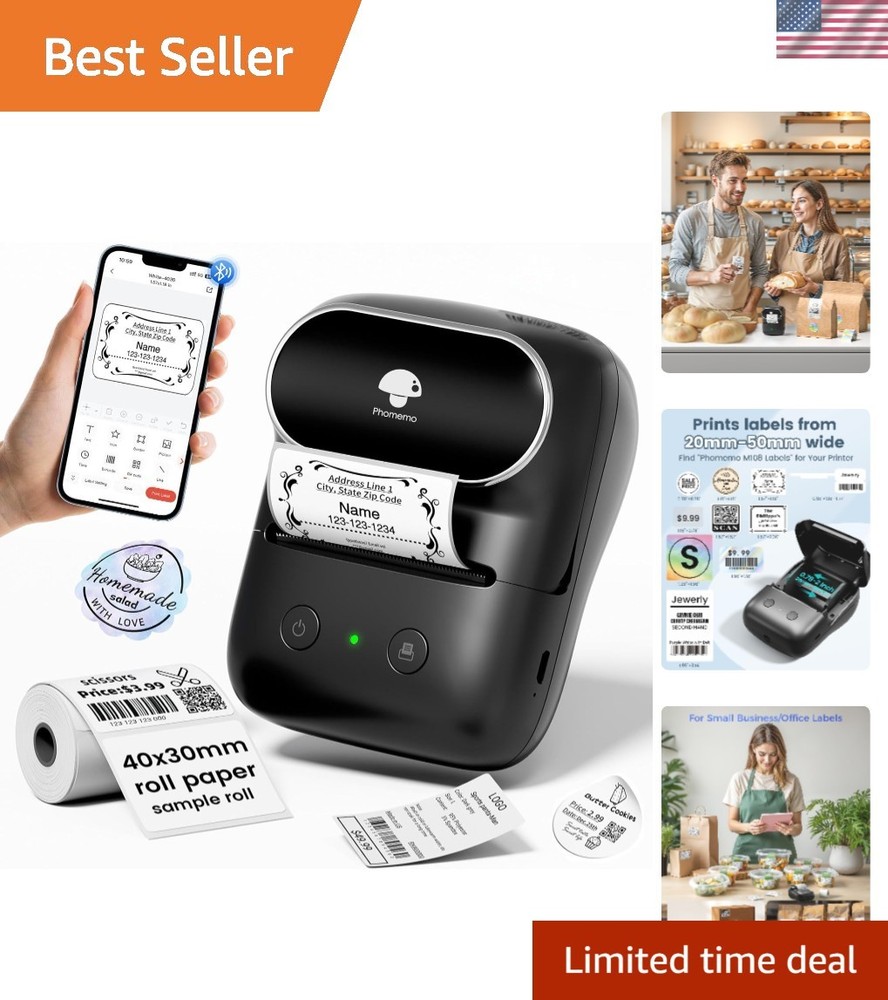 M108 2-Inch Bluetooth Label Maker - Portable Inkless Printer for All Projects