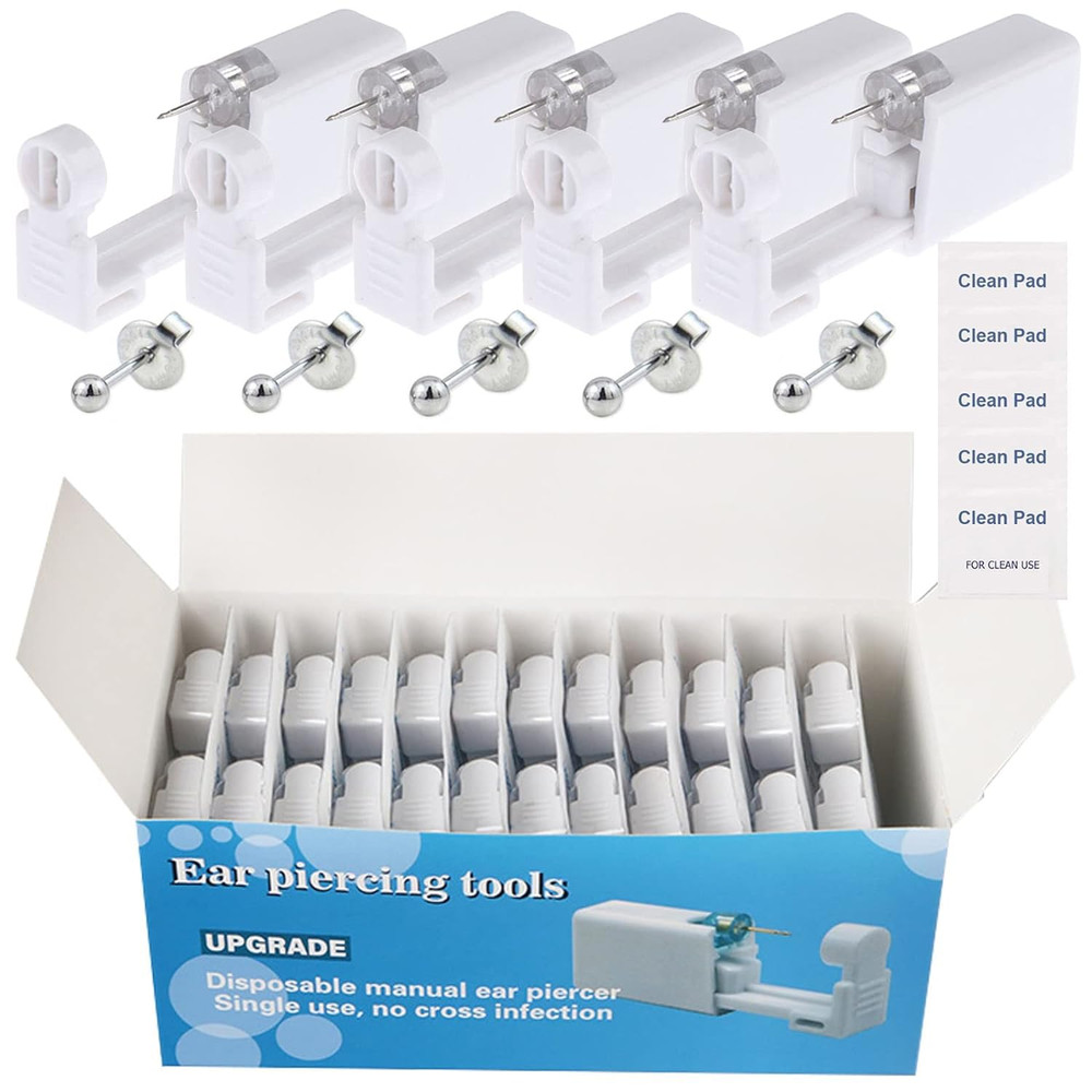 Ear Piercing Gun Kit -  72Pcs Disposable Ear Piercing Kit Including 24Pcs Self E
