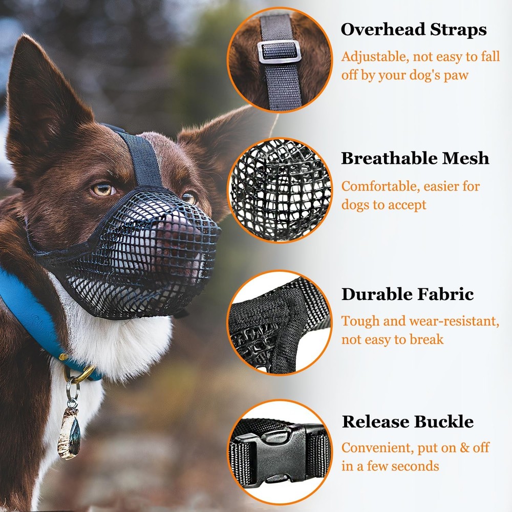 Dog Muzzle, Soft Mesh Muzzle for Small Medium Large Dogs Labrador German Shep...